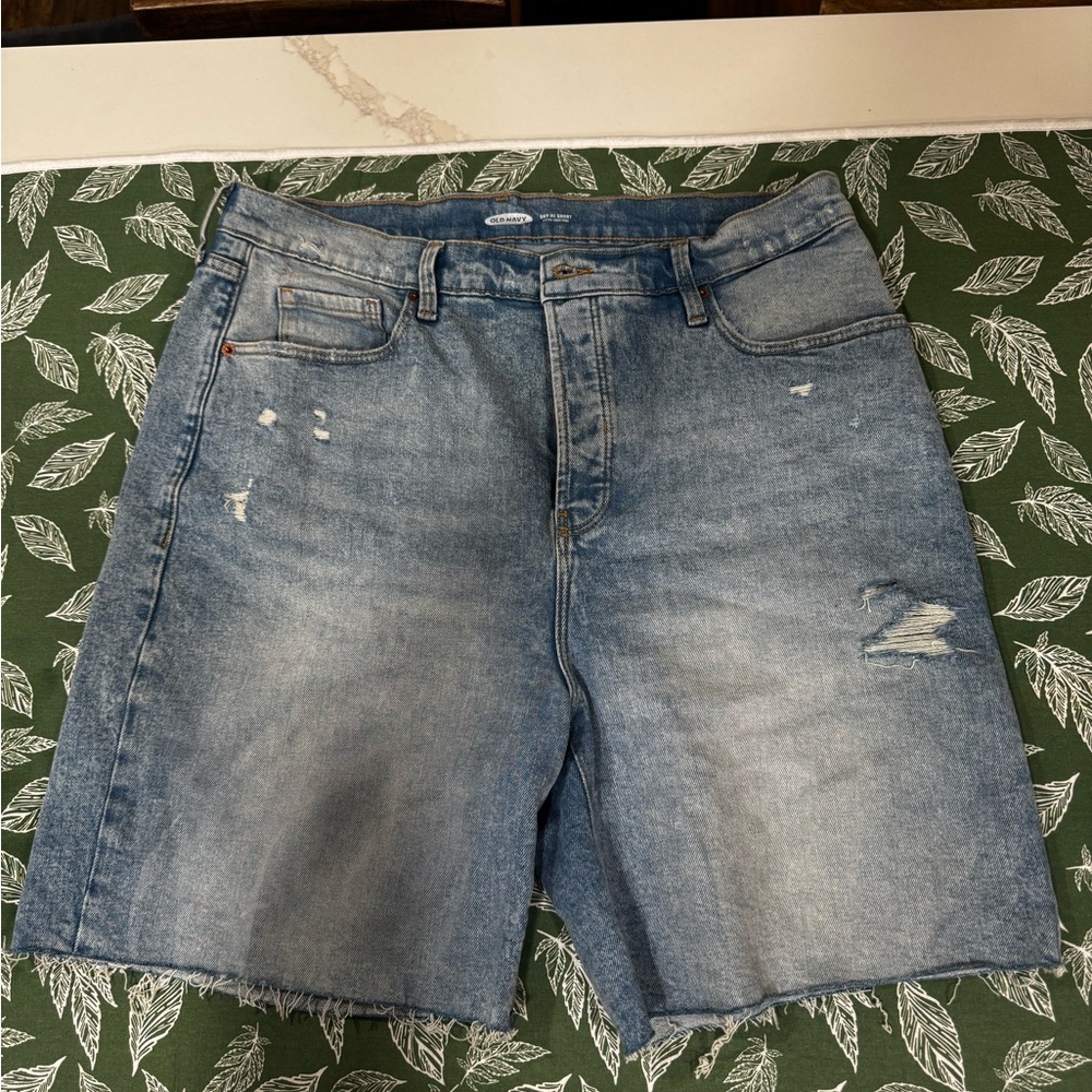 Old Navy Light Blue Distressed Jean Shorts
